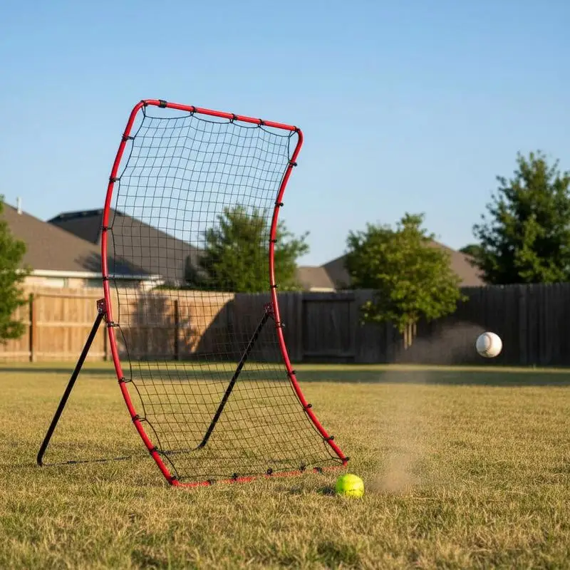 

Baseball Softball Training Screen 48 x 66 Inch For Backyard Field Garage Adjustable Angle Pitching Target Grounder Pop Fly Practice Fielding Trainer High Density Mesh Heavy Duty Frame Adjustable Tension Ribbon High Visibility Target Zone