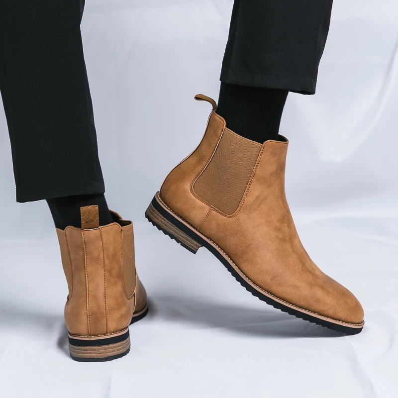 

Men Chelsea Boots Brand Retro Comfortable 2023 Fashion Men Boots Classic Fashion Designer Quality Leather Ankle Boots Size 38-46