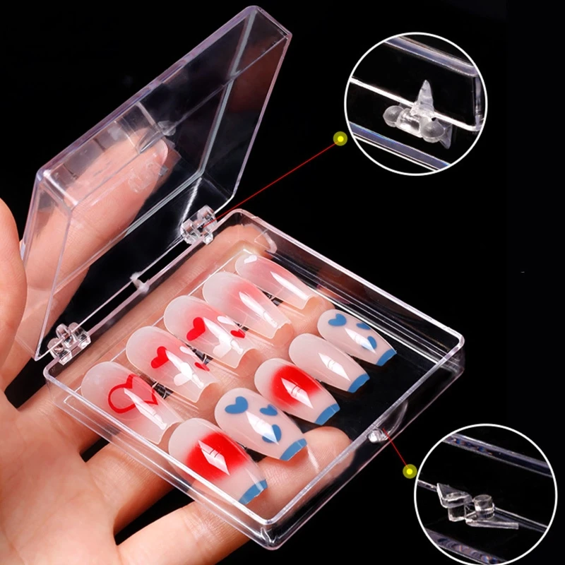 Artificial Press On Storage Box,Empty Clear Tips Display Storage Box for False Nails Art Tools