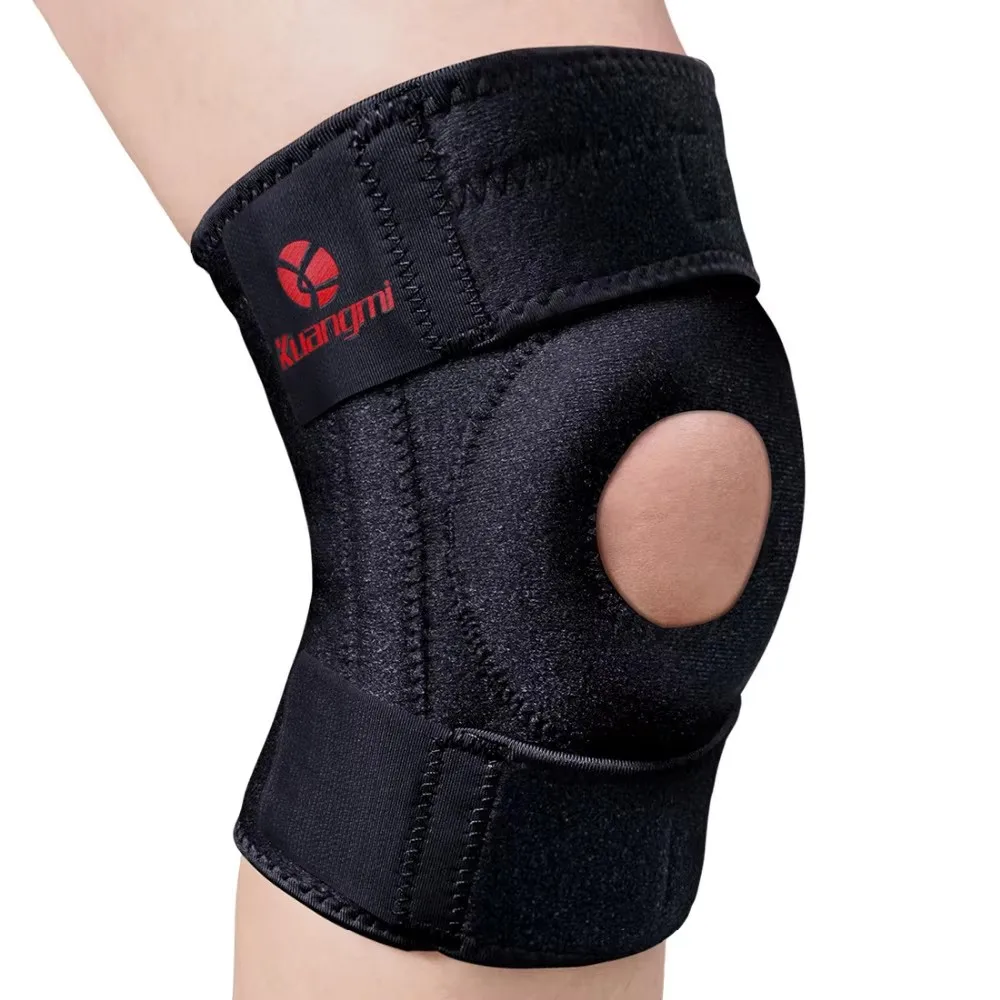 Kuangmi 1 PC Adjustable Breathable Knee Brace Open Patella Knee Pads Neoprene Knee Support Stabilizer Sports Kneepad Protector