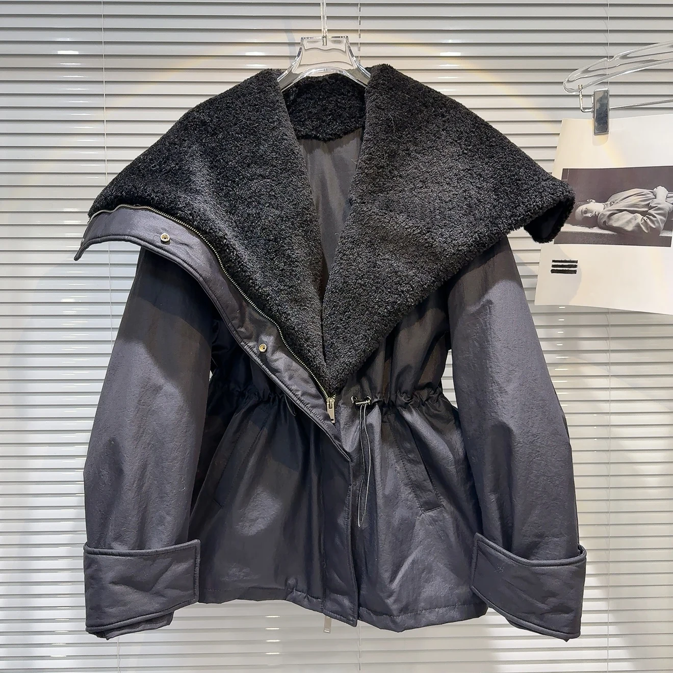 Winter Samt Navy Kragen Kordelzug Unten Jacke Frauen Weiße Ente Unten Zipper Jacken Weibliche Lose Warme Parker Baumwolle Outwears