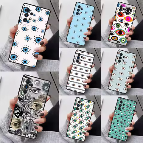 Eyes Pattern Phone Case For Samsung Galaxy S23 S21 S20 FE S24 S22 Ultra Note20 S10 S9 S8 Plus A40 A52 A12 A13 A53