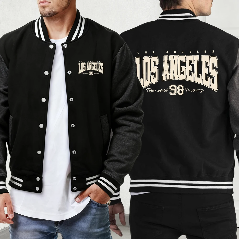 

California Letter Creativity Print Men'S Autumn Menswear Street Fashion Jackets Loose Classic Baseball Jersey Pocket Comfy Coat