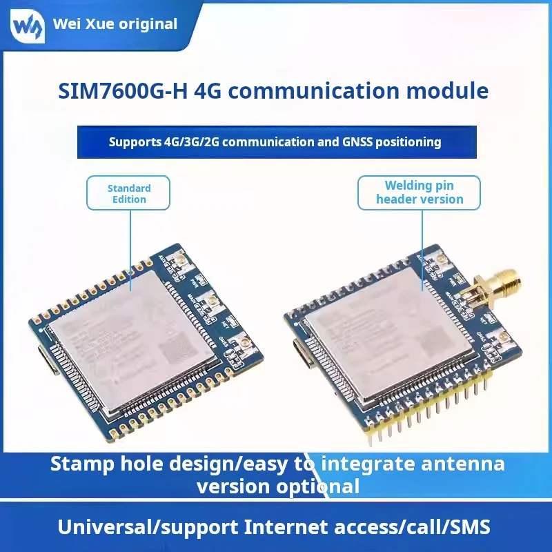 WAVESHARE SIM7600G-H Global Unicom 4G/3G/2G Internet of Things communication module GNSS positioning with antenna