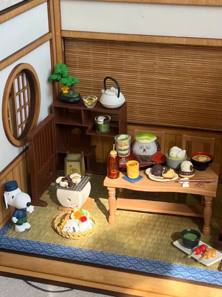 Véritable boîte entière Re-Ment Snoopy modèle Miniature couronne café boulangerie Restaurant occidental rencontre boîte aveugle Collection
