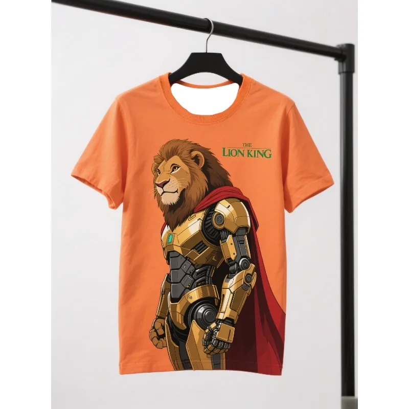 

Футболка для взрослых MOTO-Mody на Aliexpress: роботизированный принт «Король Лев», должен иметь оранжевый топ