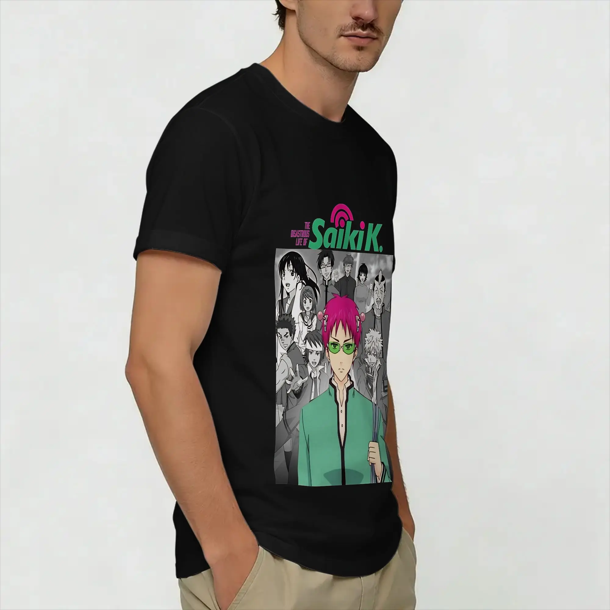 Men The Disastrous Life of Saiki K  T Shirt  100% Cotton Clothing Vintage Short Sleeve Crew Neck Tee Shirt Printed T-Shirt