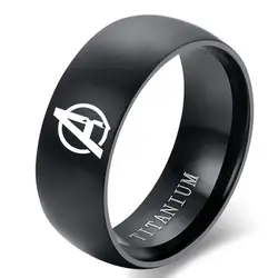 Anillo de titanio negro con logotipo Aveng para hombres y mujeres, película caliente, 8mm