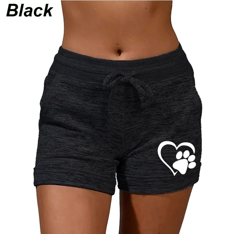 Summer Heart Printed Womens Bottoming Quick-drying Shorts Yoga Pants Casual Sports High Waist Drawstring Stretch Shorts Fitness