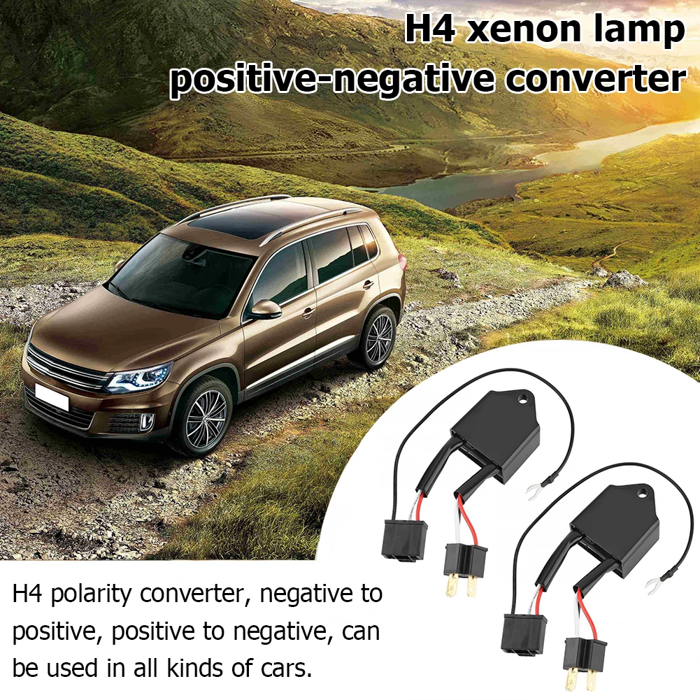 Lampu LED mobil isi 1 pasang, konverter polaritas terbalik, adaptor Harness saklar negatif plastik hitam untuk lampu Xenon H4