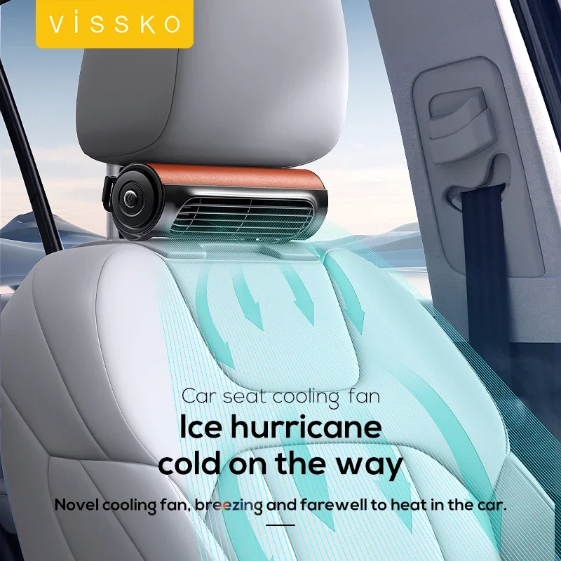 Vissko Upgraded Car Headrest Fan Portable Car Seat Fan For Front Rear Seat Passenger Cooling Air USB Cooling Fan Car Accessories