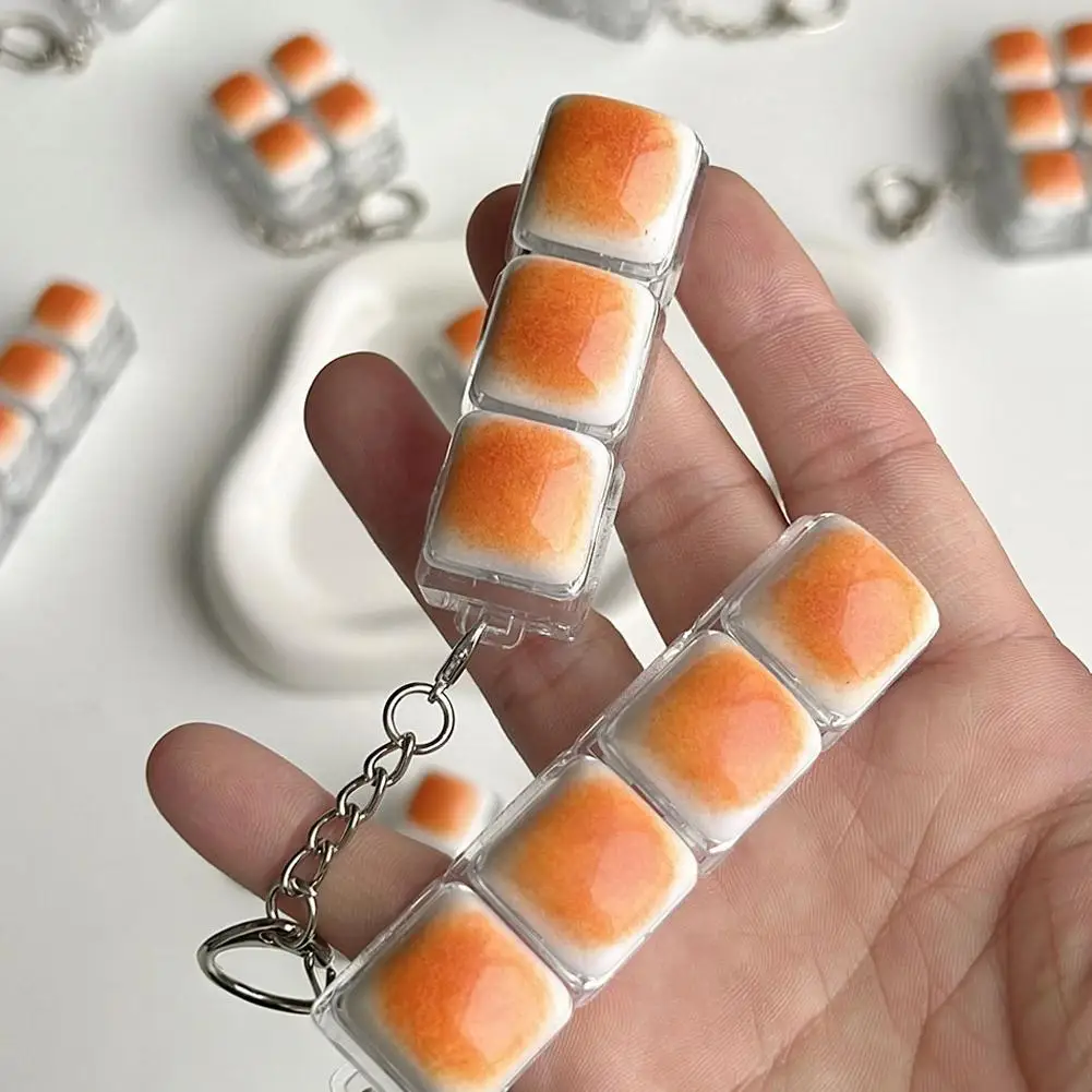 Bread Button Fidget Keychain Tactile Fidget Toy Satisfying Click Sound Portable Stress Reliever For Fingers Help With Focus