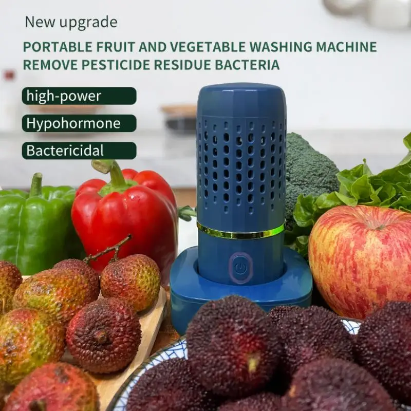 Wireless USB Rechargeable Fruit Vegetable Purifier Capsule - IPX7 Waterproof Food Washer for Kitchen Meat Rice Cleaning Machine