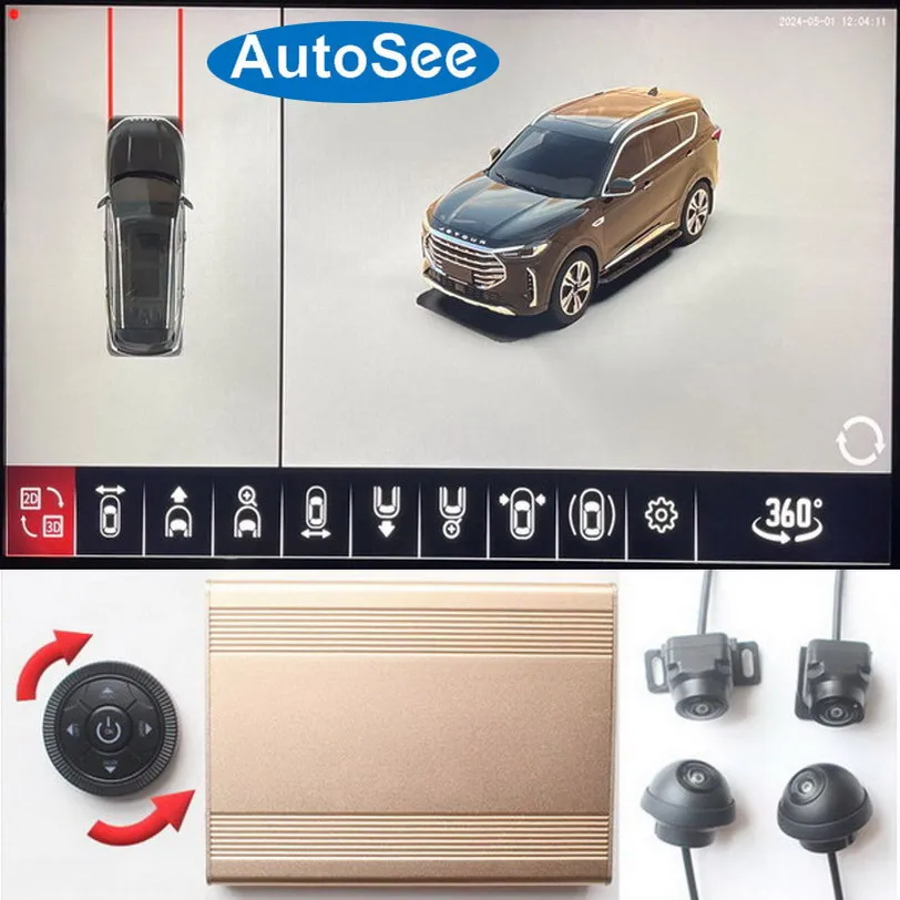 Câmera de visão panorâmica para carro, Visão panorâmica de 360 graus, Surround lateral dianteiro e traseiro, Surround Parking, Sistema DVR Dash reverso, Compatível com Jetour X70 X90 T3, 3D