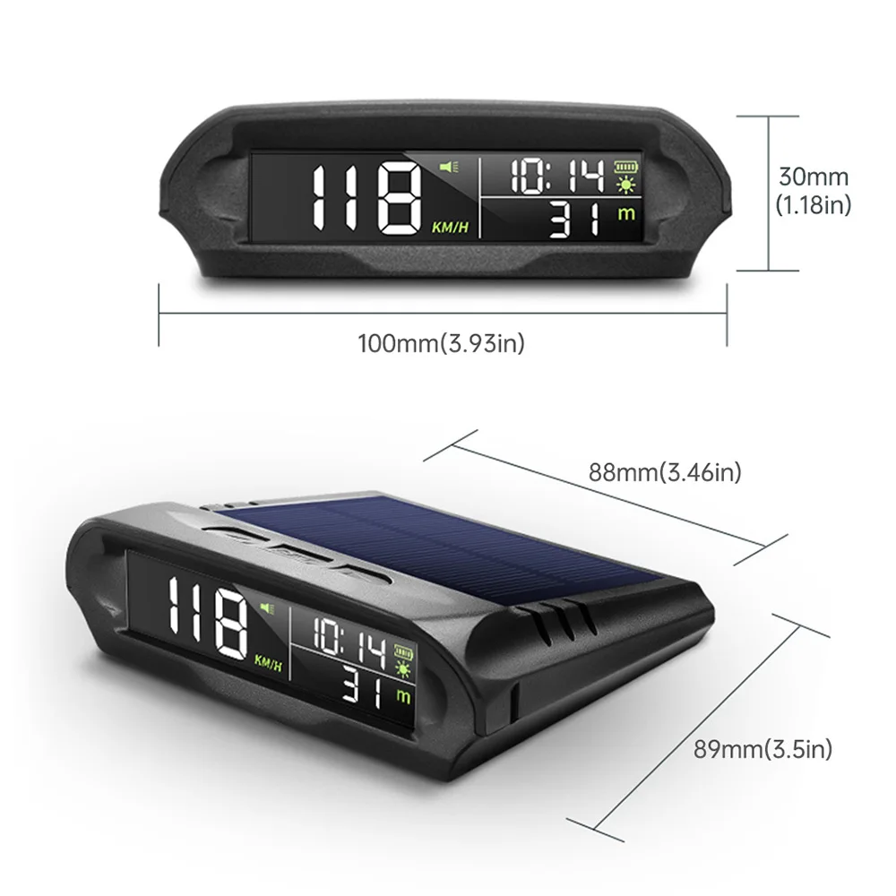 Car Wireless GPS Solar Head Up Display Driving Alarm Overspeed Alarm Display GPS Speedometer Speed Projector with Solar Charged