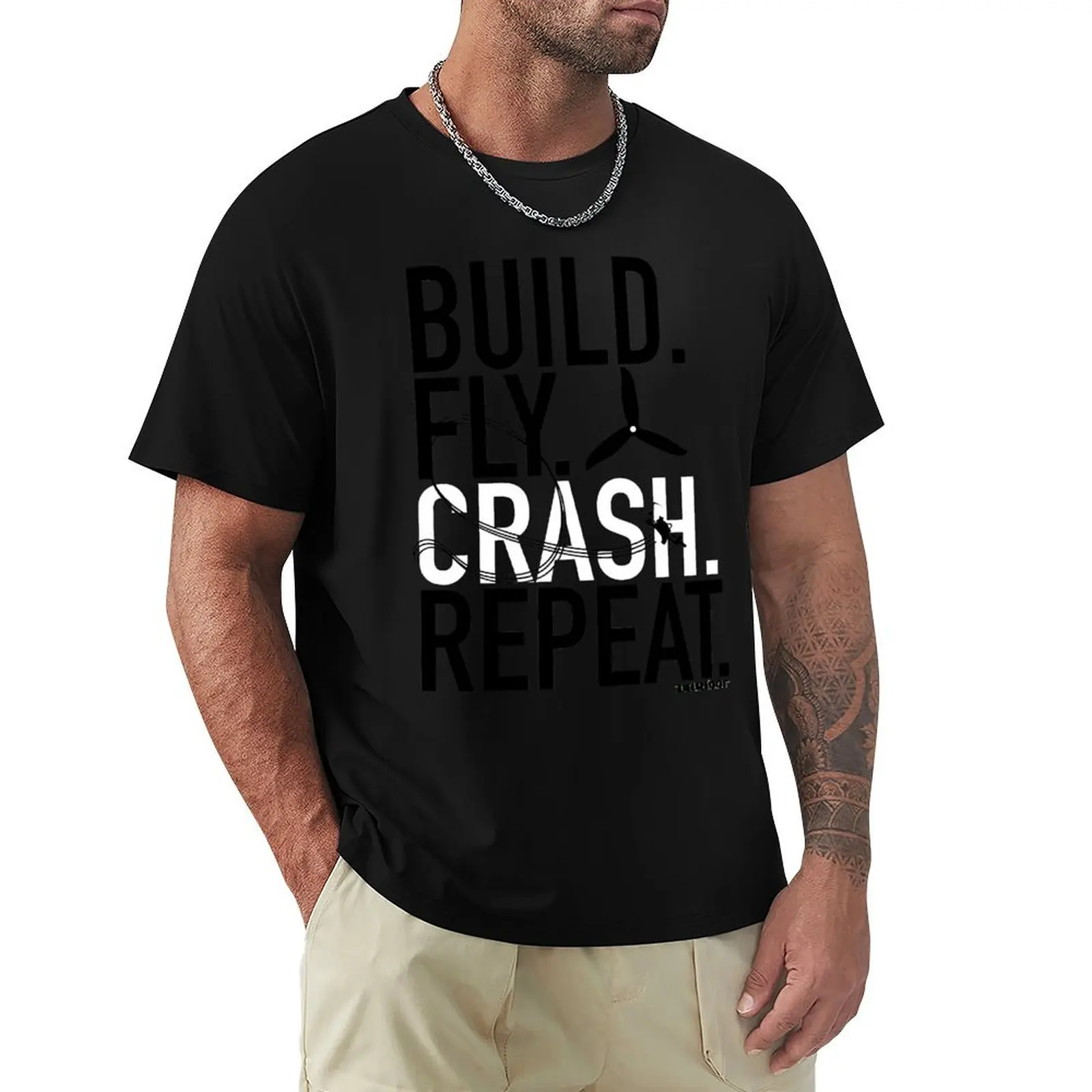 BUILD.FLY.CRASH.REPEAT. T-Shirt man t shirt graphics designer shirts men clothings