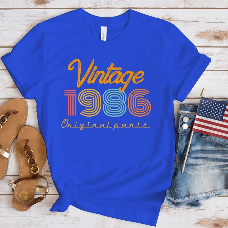 (Premium T-shirt)New Vintage 1986 Print T Shirt Women Short Sleeve Tops Tees Summer Fashion Loose Casual T-Shirt(Fast Delivery)