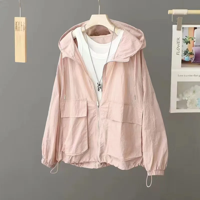 Women Sunscreen Coat New Loose Large Size Breathable Sun-Protective Clothing Jacket Fashion Outdoor Thin Quick-Drying Top Female