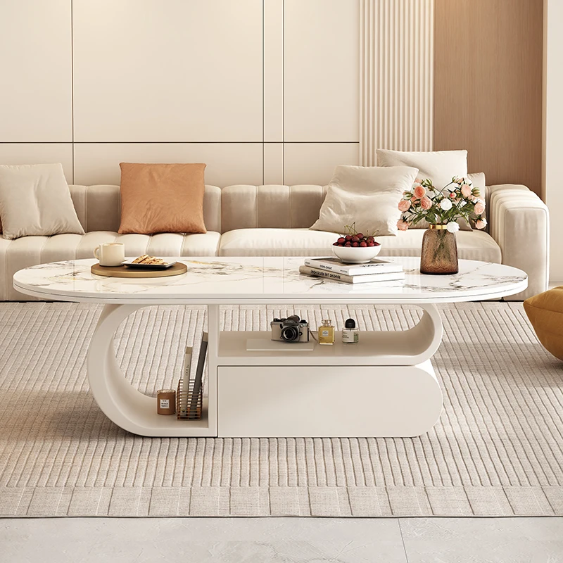 

Coffee table living room household light luxury multi-functional small table cream wind TV cabinet small apartment rock slab cof