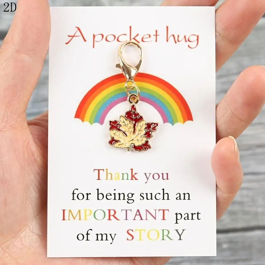 1/5/10/20/50/100pcs 2D Flat - / s / s 2D Fashion Maple Leaf Keychain with Pocket Hug Card, Perfect Gift for Birthday Wedding, Gr