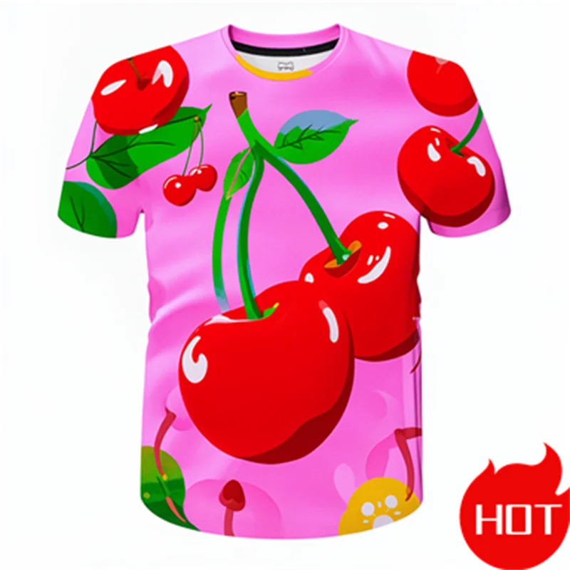 

Summer New 3D Printed Sweet Fruit Cherry T Shirt Mens Fashion Funny Short Sleeve T Shirts Women Y2k Tee Shirts Men Clothing Tees