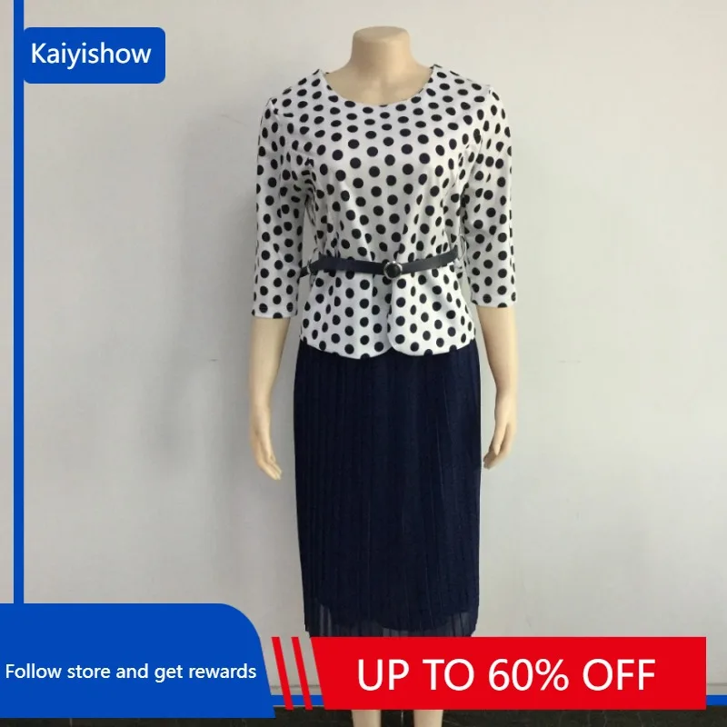 

2023 New Styles Africa Women Clothes Big Size Polka Dot Casual Top and Skirt Suit