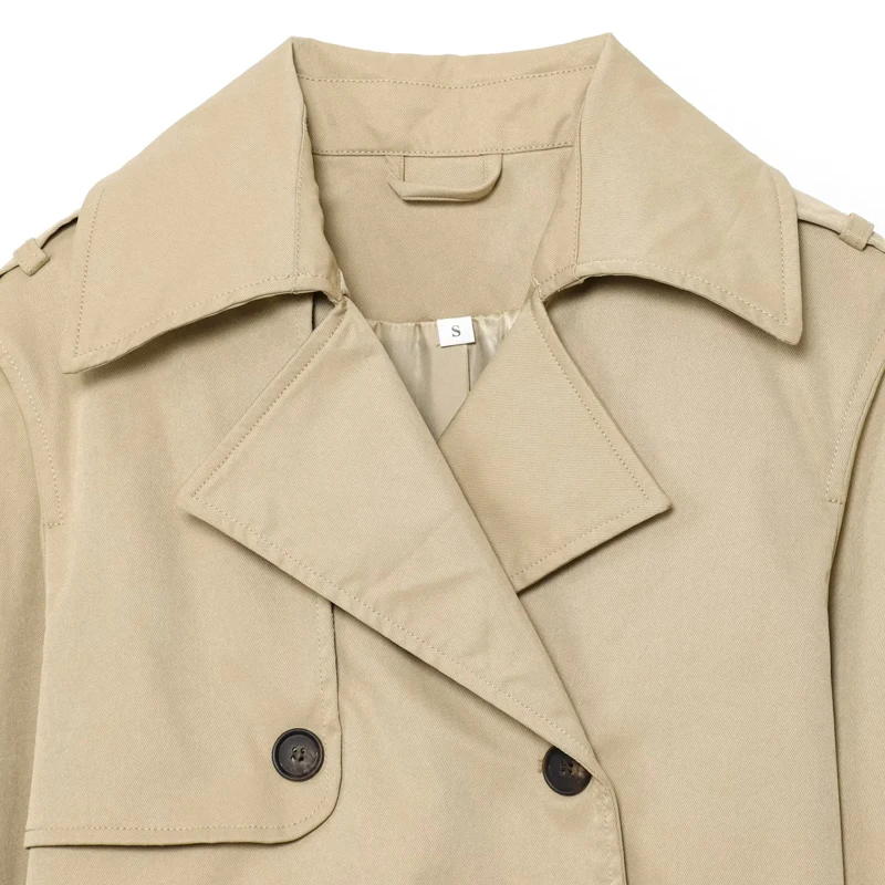 HXAO femme veste d'extérieur Demi-saison coupe-vent manteau nouveau dans les vestes à manches longues veste courte Double boutonnage manteaux courts