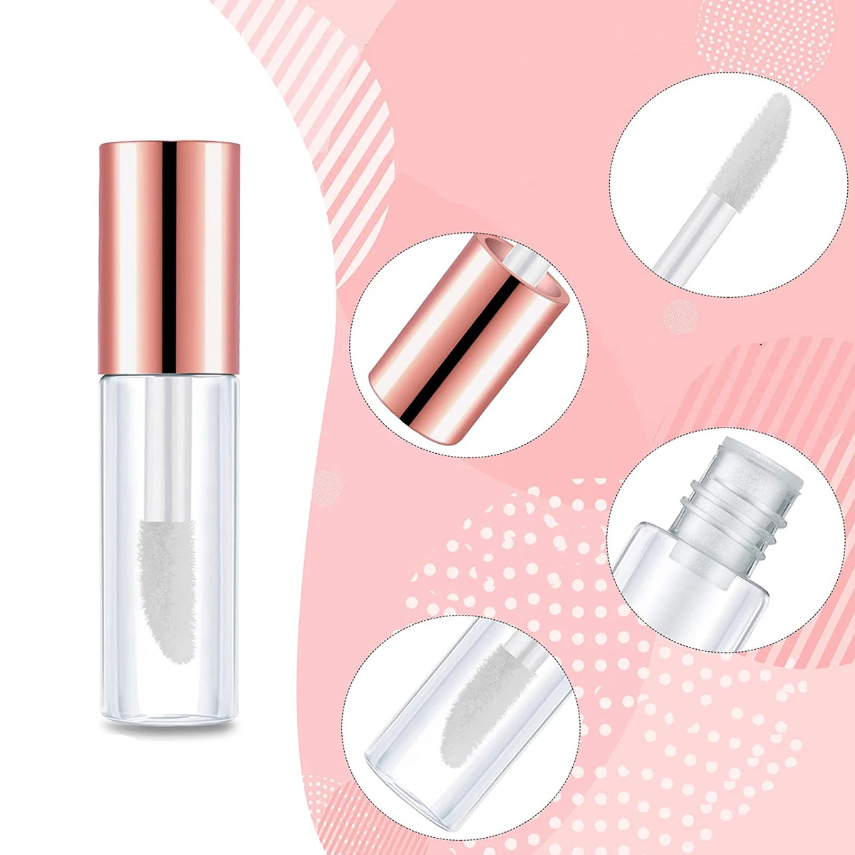 45pcs 1.2ML Clear Mini Lip Gloss Tube Refillable Empty Lip Balm Gloss Bottles Transparent Containers for Women Girls DIY Makeup