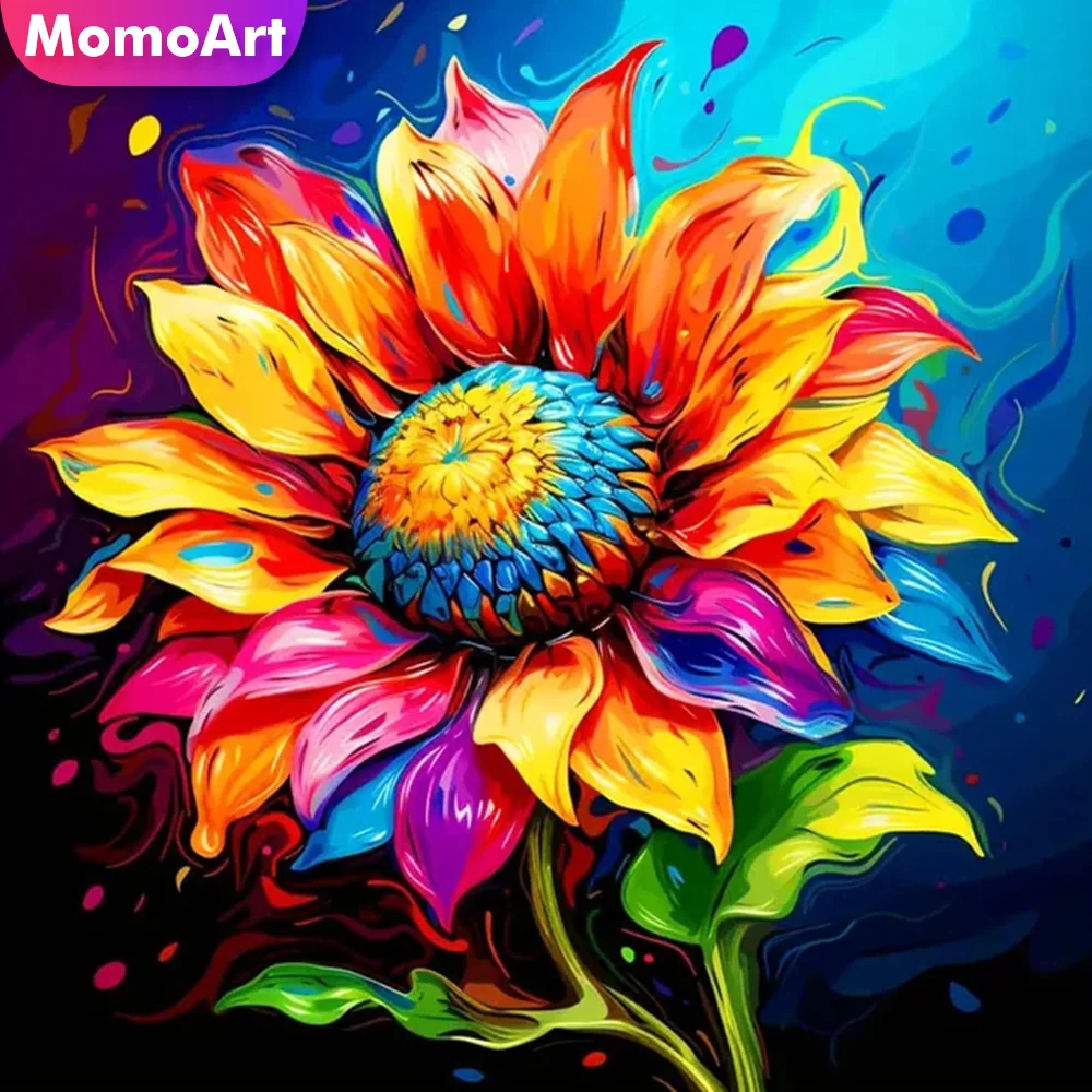 MomoArt Diamond Painting Sunflower Picture Rhinestones Diamond Mosaic Colorful Flower New Arrival Embroidery Home Decor