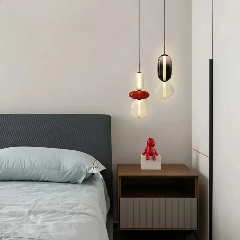 Modern Simplicity LED Pendant Lights Candy Glass Stone Suspension Art Creative Lamps for Living Room Home Decoration Chandelier