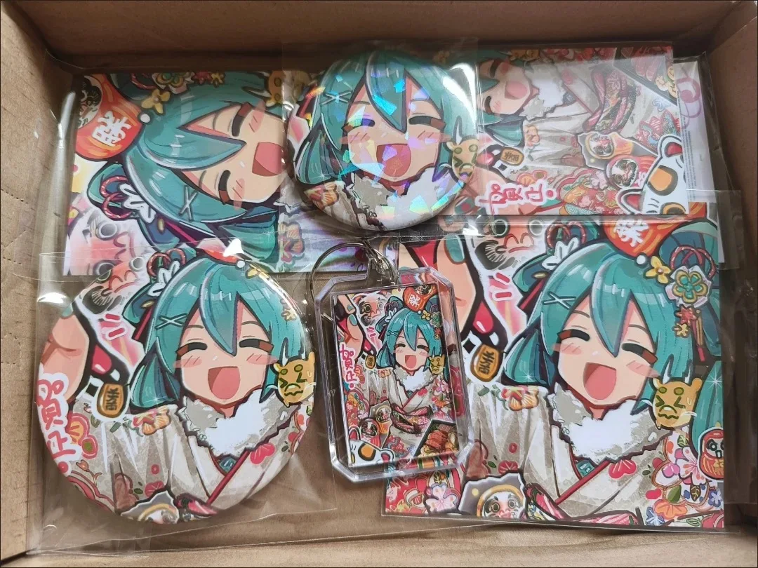6 Pz/set Hatsune Miku Mini Carte Segnalibro Cartolina Laser Biglietto Distintivo Del Fumetto Spilla Acrilico Portachiavi Set Anime Accessori Prop