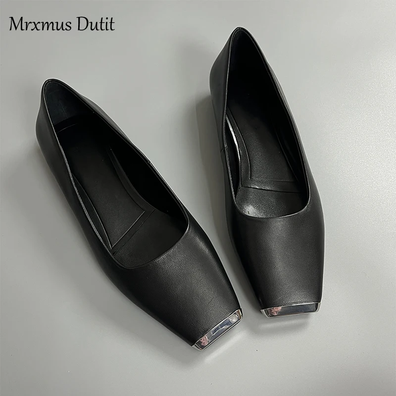 Mrxmus Dutit 2023 Spring Summer Fashion New Women Square Head Solid Flats Ballet Shoes Versatile Simple Casual Shoes Female Chic