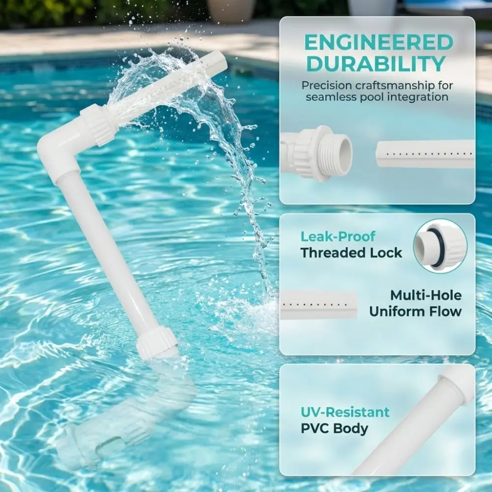 Durable PVC Material Pool Waterfall Fountain Compact White Pool Fountain Sprayer Adjustable Versatile Swimming Pool Sprayer