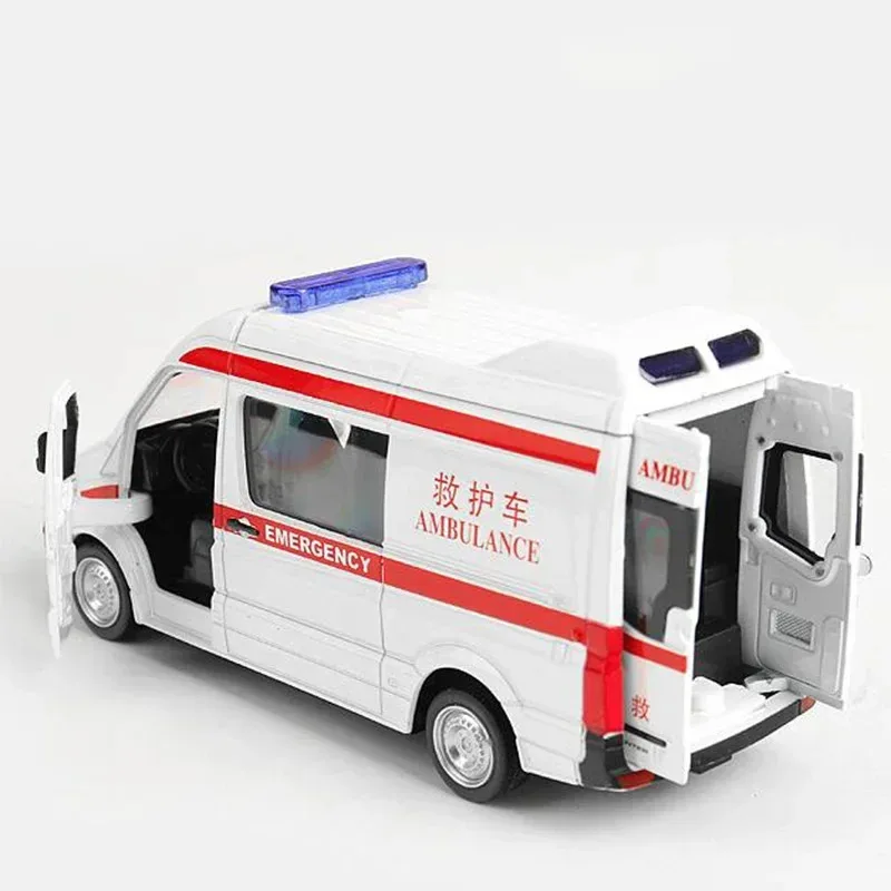 ﻿ 15CM G1 Scale Car Metal Alloy Commerical Vehicle Ambulance Pull Back Diecasts Truck Model Toys F Children Collection