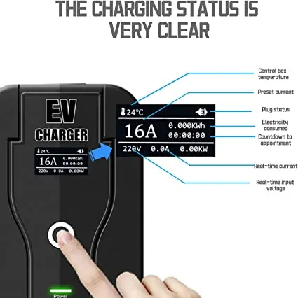 DOOTHUN EV Charger Level 1-2,16 amp Level 2 Electric Vehicle Home Charging Station EVSE with Level 1 NEMA5-15 Adapter and LCD SC