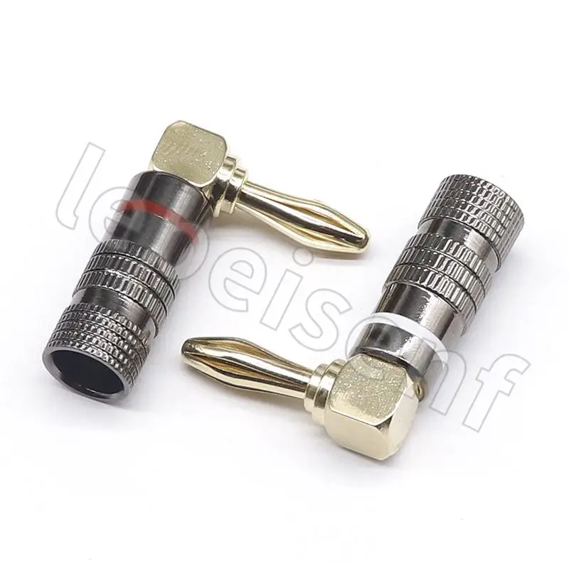 Banana Connector Right Angle 4mm Banana Plug For Video 24K Gold Plated Speaker Copper Adapter gun metal