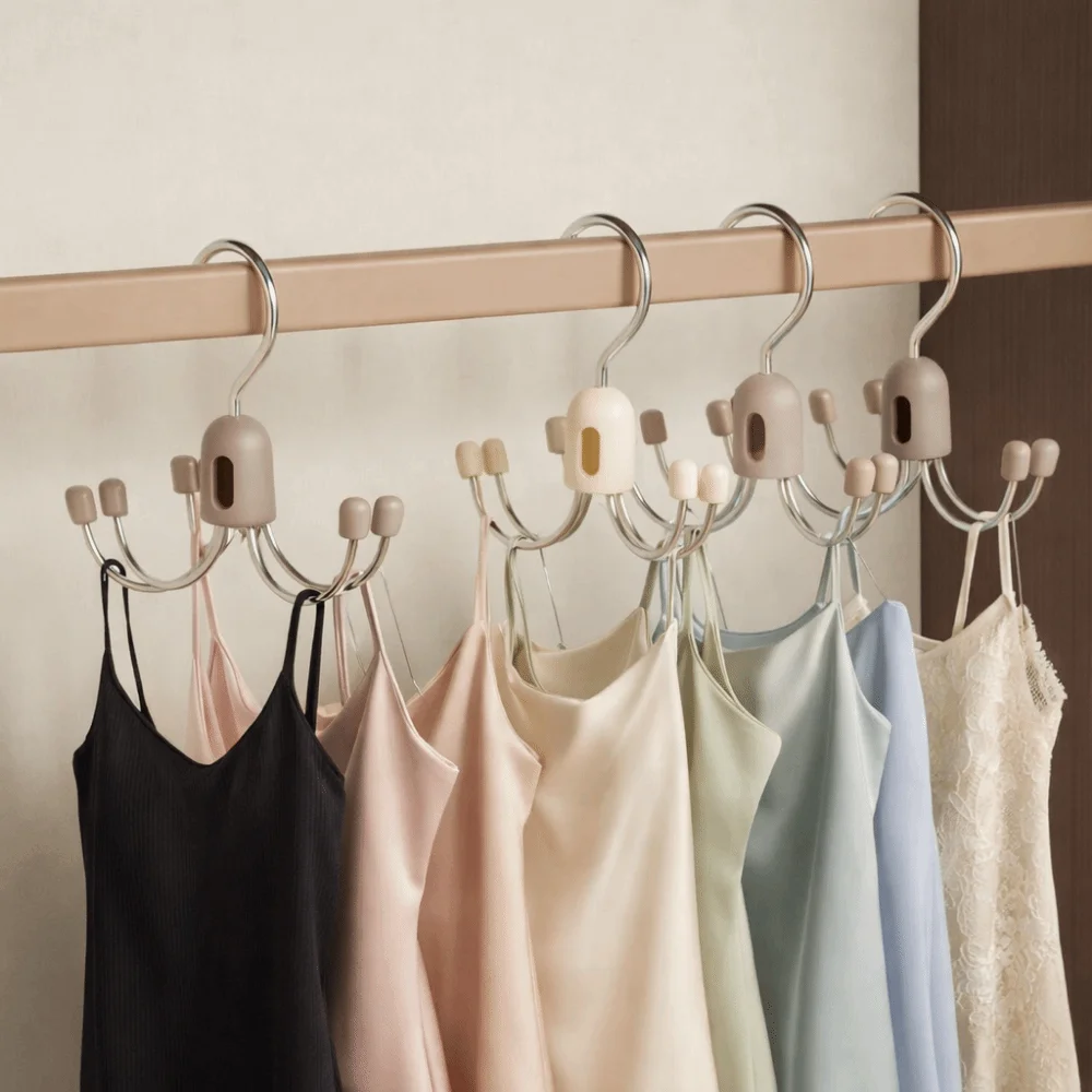 Multi-functional Metal 6 Claw Hook Hanging Space Saving Multi-Claw Storage Hook Folding Belt Hanger 360° Rotating Hook Household