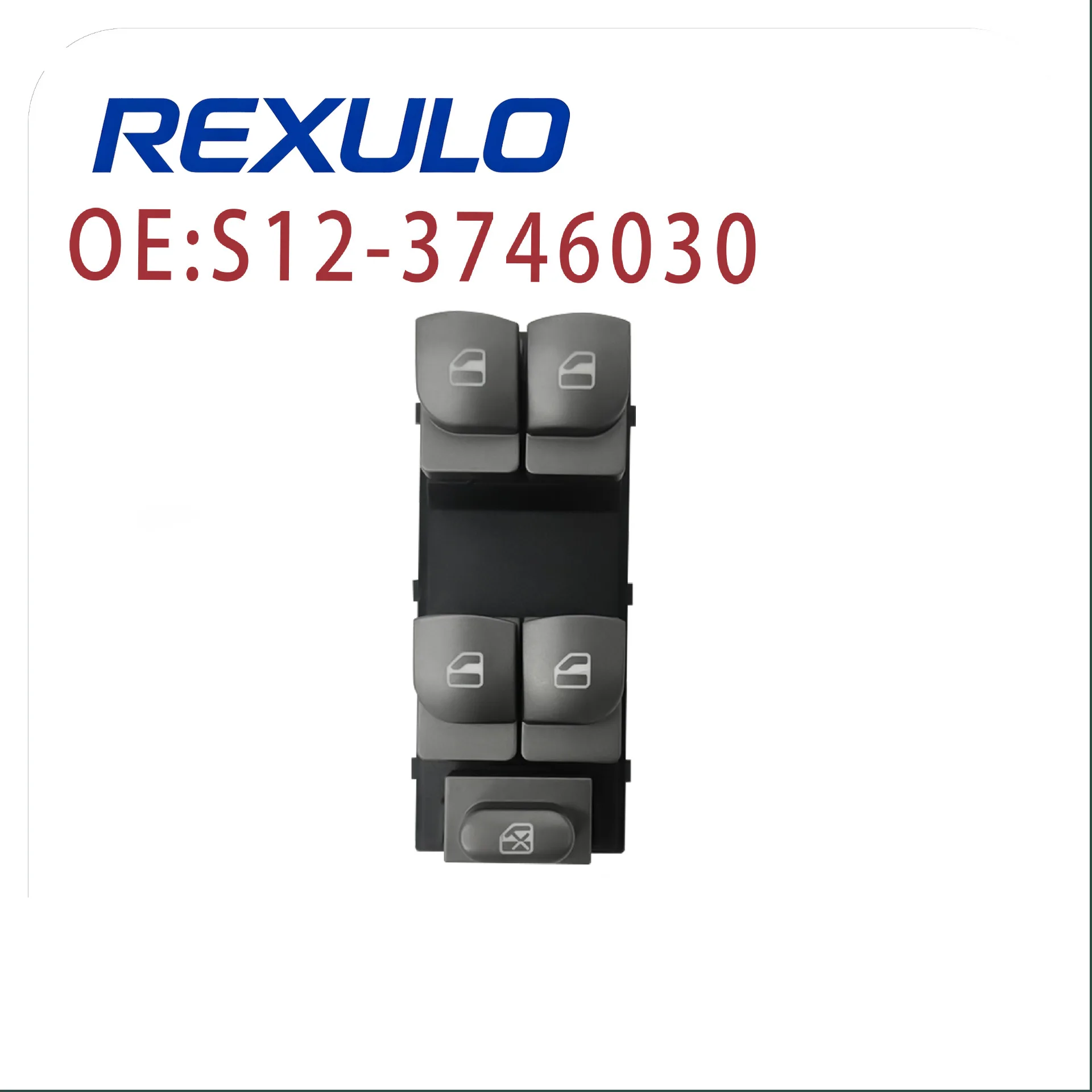 S12-3746030 Master Power Window Switch for Chery A1 Kimo A113 13 Pins 5 Buttons with Blue LED Light LHD Driver Side