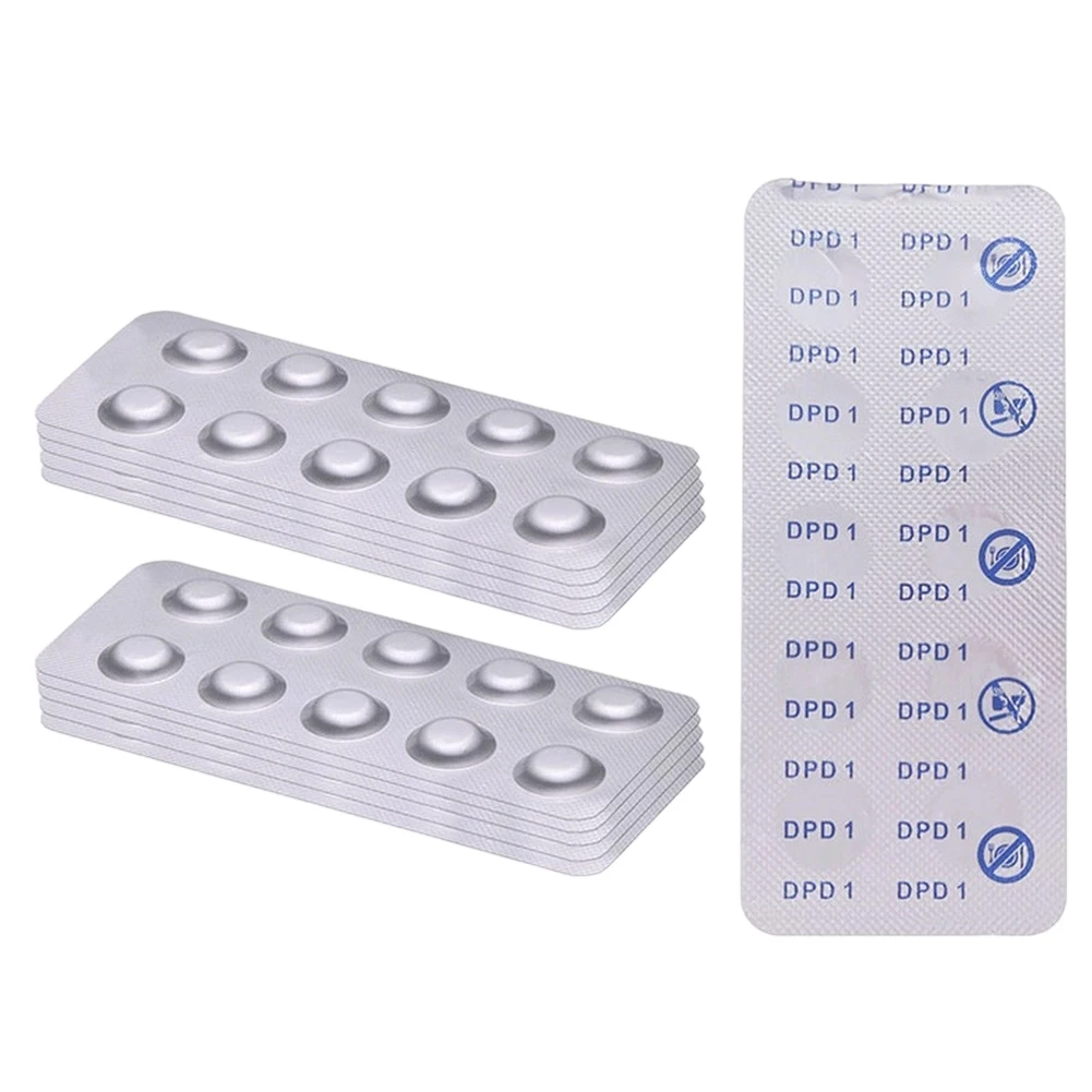 100pcs Swimming Water Quality Test Tablets DPD1 For Spa Tub Water Analysis Value Checking Cleaning Effervescent Tablet