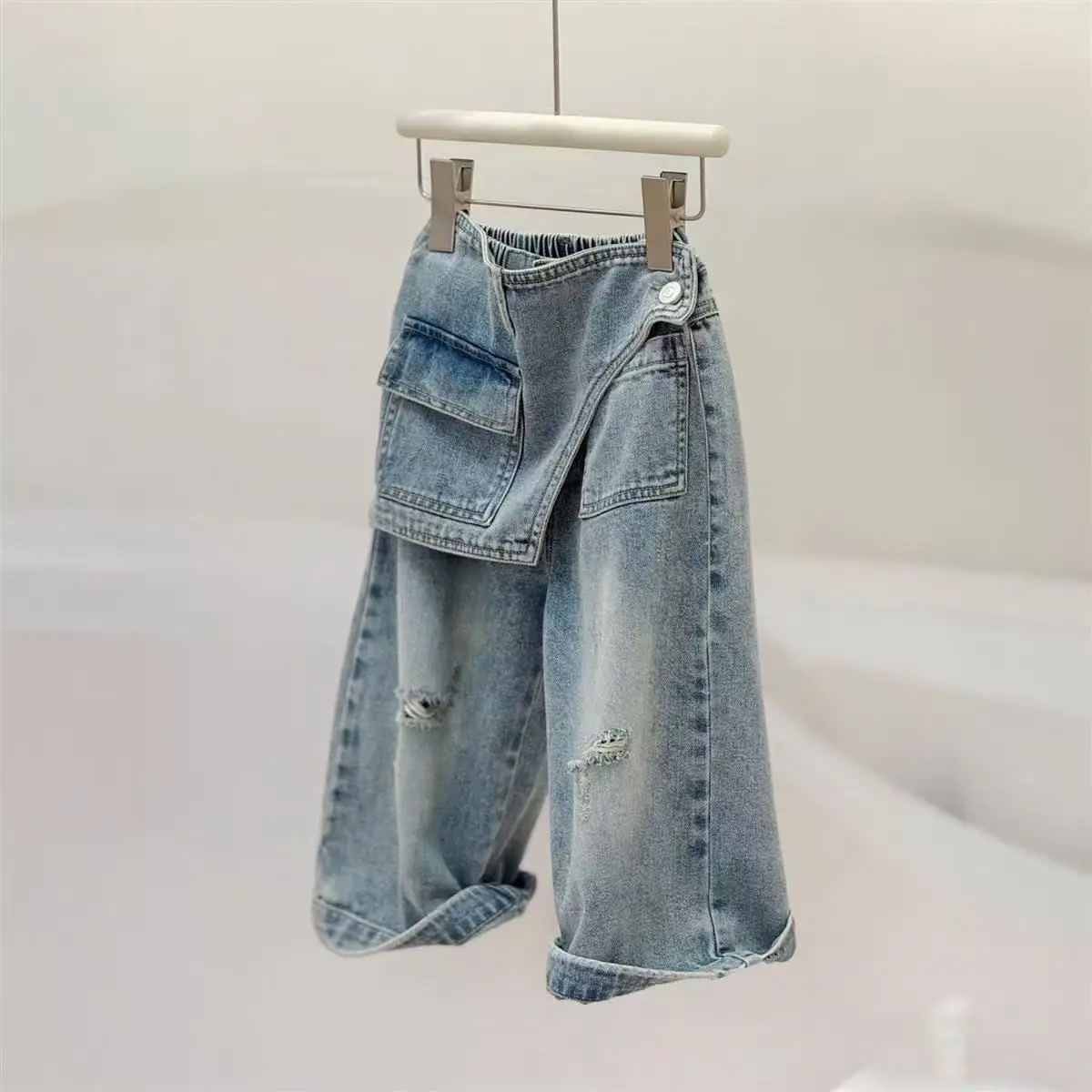 

Children's Jeans 2026 Spring and Autumn New Style Boys' Handsome Workwear Jeans Girls' Baby Pants