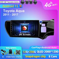 Android 16 Carplay Auto 2K Screen Car Radio Multimedia Player For Toyota Aqua 2011 - 2017 Autoradio GPS Stereo 2 din Head Unit