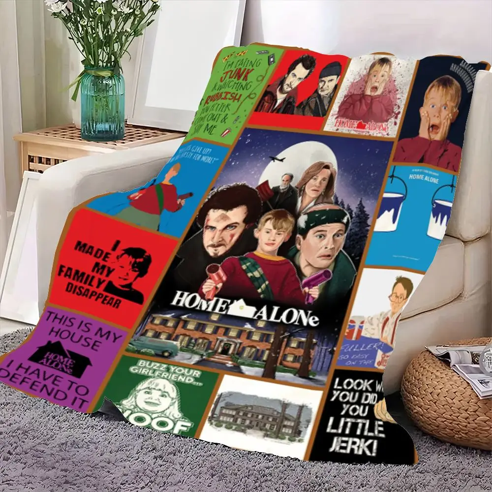 بطانية Home Alone - رمي ناعم مريح يتميز بمشاهد أفلام مميزة مع Kevin and Burglars، مثالية لليالي الفيلم، Chr