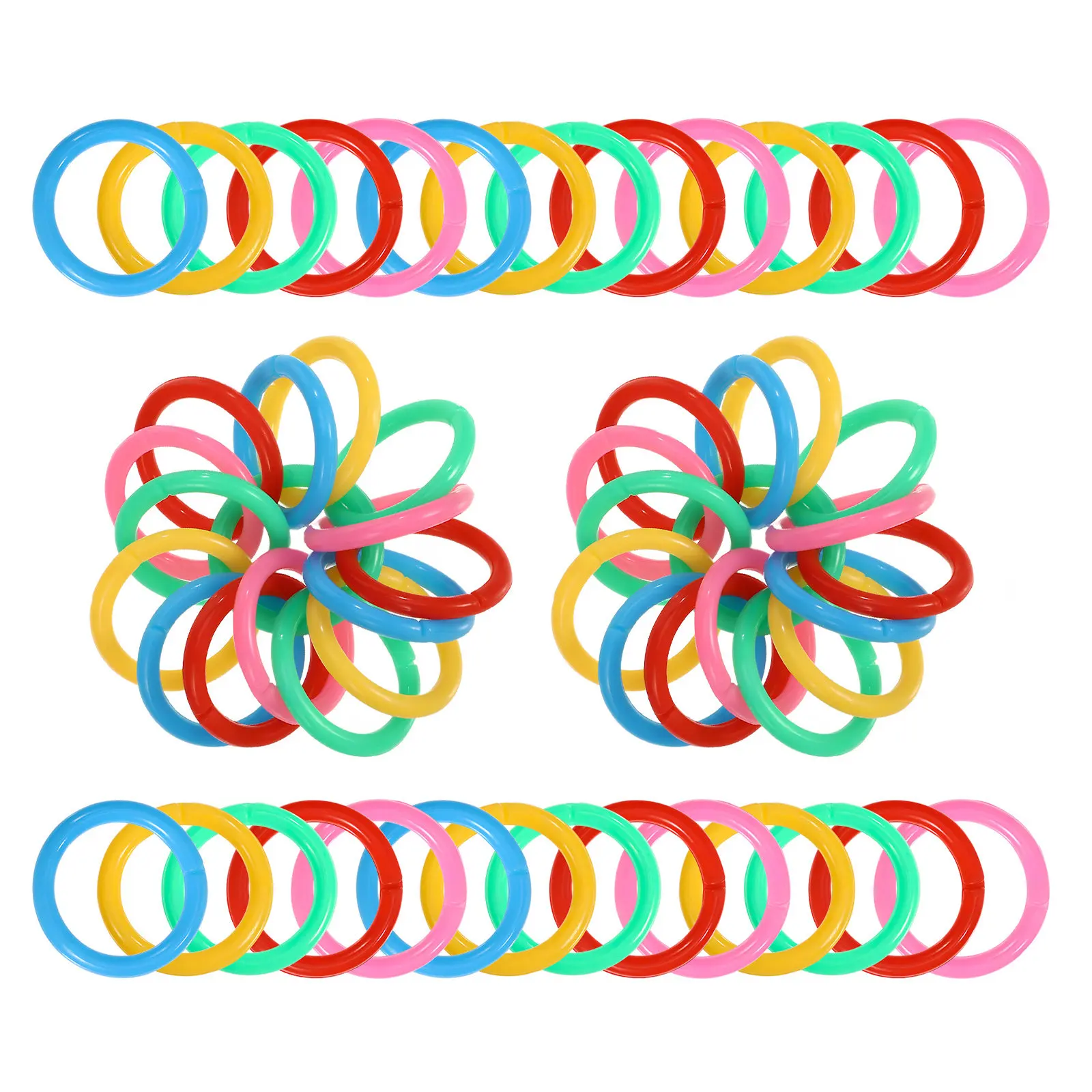 300Pcs 1 Inch Vibrant Plastic Loose Leaf Binder Rings Easy Pages for Index Cards Flash Cards Study Materials Office