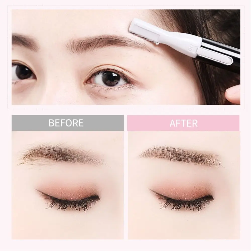 เครื่องกันคิ้วไฟฟ้าแบบใหม่ อัตโนมัติ ชาร์จผ่าน USB กำจัดขนบนใบหน้า สีชมพู เครื่องโกนคิ้วขนาดเล็ก