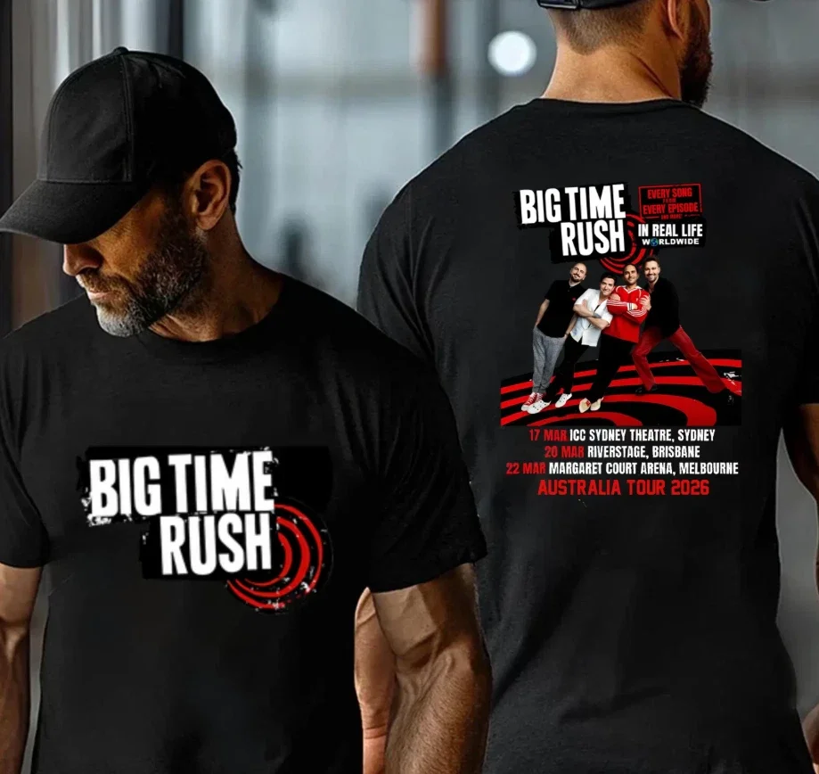 Camiseta de la banda Big Time Rush para hombres y mujeres, camisetas divertidas de algodón puro 2026, camiseta de manga corta con cuello redondo, ropa recién llegada