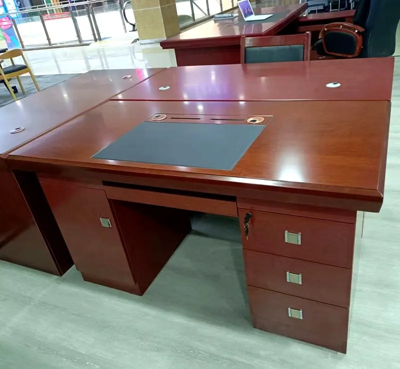Desktop desk Single painted solid wood with drawers Office manager desk