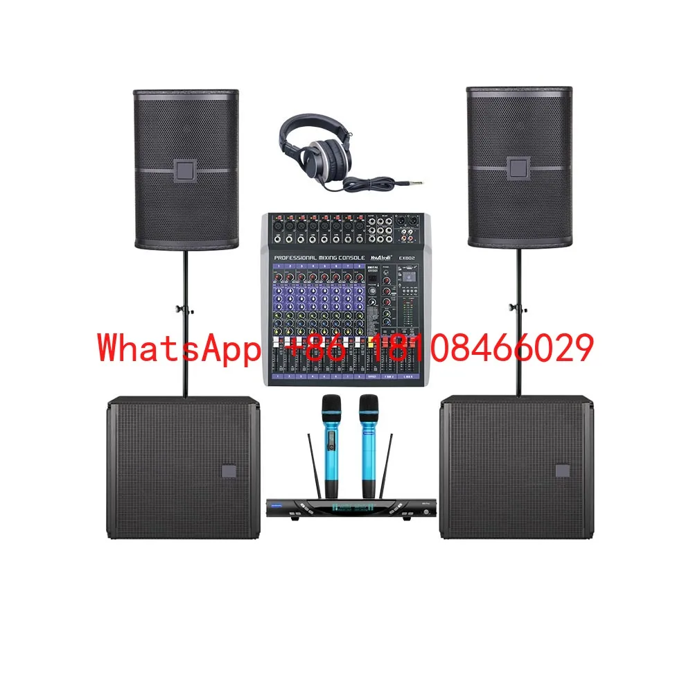 Sistema de Áudio Sem Fio com Microfone, Caixa de Som de 12 polegadas e Subwoofer de 18 polegadas, Carcaça Metálica, 450W/1800W RMS para Eventos Ao Vivo, Igreja e Home Theater