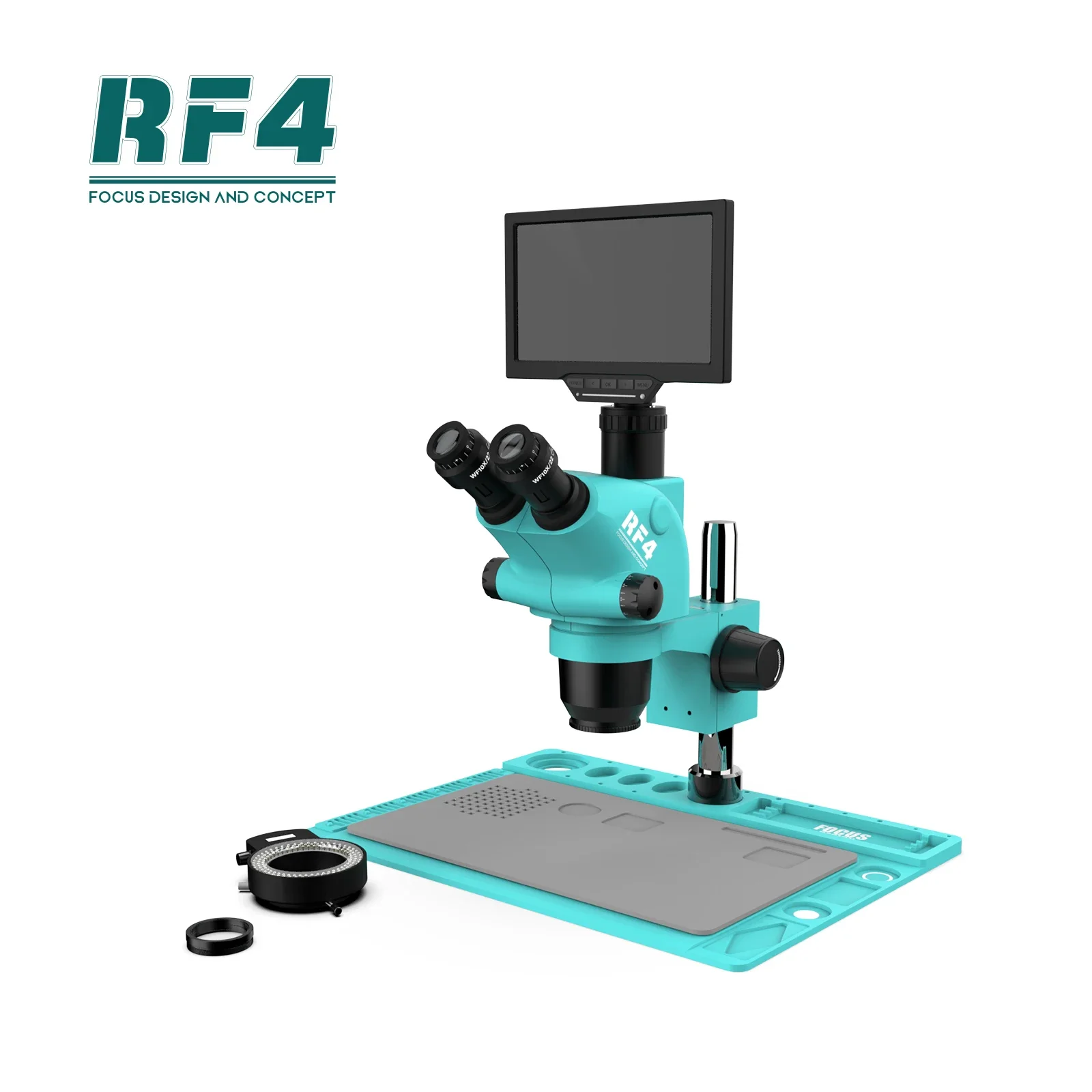 RF4 RF-6565TVD2-YS010W Trinocular Microscope 6.5*65X Zoom With10inch Monitor For Computer Mobile Phone Motherboard Repair Tool