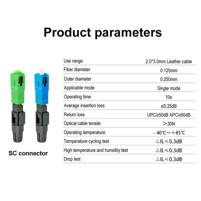 Imagem -02 - Conector Rápido de Fibra Óptica Monomodo Ftth sc Apc 50 100 200 400 Pcs