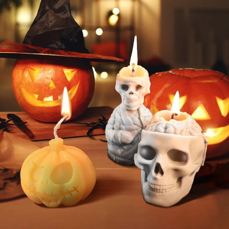 57QA Flexible Silikonform für die Herstellung detaillierter 3D -Halloween -Kerzenhandwerksvorräte